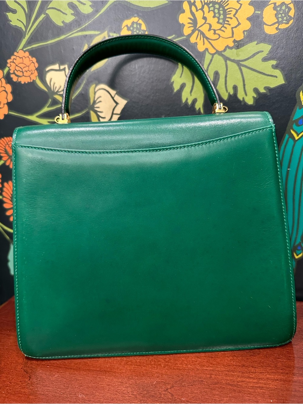 Vintage Bally Emerald Green Leather Top Handle Crossbody Bag | Italy - Picture 7 of 11